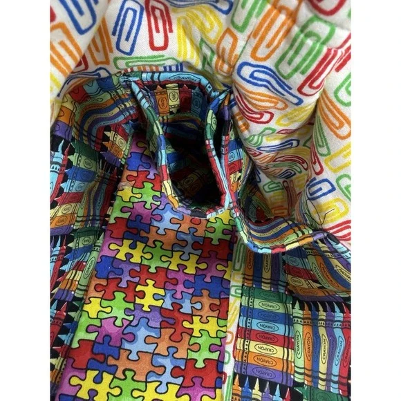 Vintage Teacher Tote Bag ABC Crayon School Theme Cotton Canvas 13.5x10.5 Exc Con - Picture 12 of 16